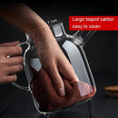 BORREY Große hitzebeständige Teekanne aus Glas, Blumen-Teekessel, großer Klarglas-Fruchtsaftbehälter, Teekannenhalter aus Keramik