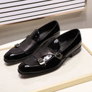 FELIX CHU Marke Lackleder Herren Loafer Hochzeit Kleid Schuhe Schwarz Grün Monk Strap Lässige Mode Herren Slip On Schuhe