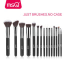 MSQ Professional 15pcs Makeup Brushes Set Powder Foundation Eyeshadow Make Up Brush Kit Cosmetics Synthetic Hair PU Leather Case