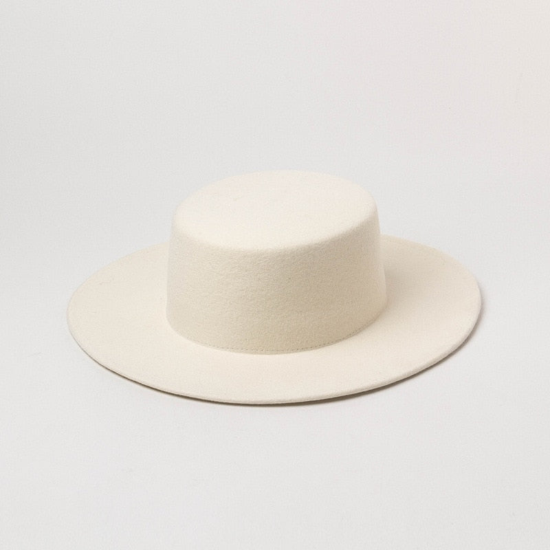 Sombrero de fieltro de lana elegante Sombrero de fieltro de ala ancha blanca para boda Sombrero de iglesia Sombrero Fedora Señora Invierno Floppy Sombrero Mujer Fascinator Cap