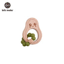 Let's Make 1PC Avocado Holz Nagetier Baby Beißring Silikon Perlen Buche Zubehör Spielzeug Dusche Geschenk Holz Rasseln Krankenschwester