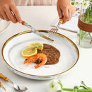 20 Stücke 5 Stücke Kreative Natur Bambus Besteck Set 304 Edelstahl Steak Besteck Geschirr Set Löffel und Gabel Hign-End-Qualität