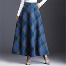 Neophil Woolen Warm S-3XL Dicker Karierter Rock 2022 Winter Damen England Stil Taschen Midi Plissee A-Linie Woll-Tartan-Rock S9216