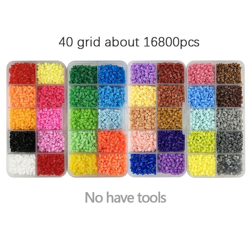 Mini Hama Beads de 2,6mm, kits de 80 colores, herramienta de cuentas perler PUPUKOU y plantilla, juguete educativo, rompecabezas de cuentas 3D para niños