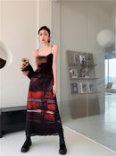 CHEERART 2 piezas malla manga larga Punk vestido mujer cuello alto largo Midi Bodycon señoras vestido pasarela moda diseñador ropa