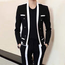 Kontraststreifen Balck Weißer Anzug Männlich Hochzeit Bräutigam Anzug 2019 Herbst Winter Verkleidete Männer Slim Fit Bühnenoutfit Herren Party Anzug