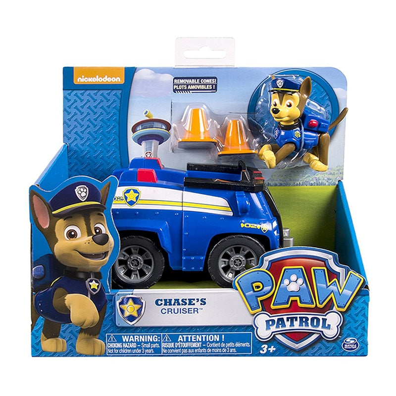 Juego de cachorros de perro de rescate de la patrulla canina genuina, coche de juguete, Patrulla Canina, modelo de figura de acción, Chase Skye, coche de escombros para niños, regalo