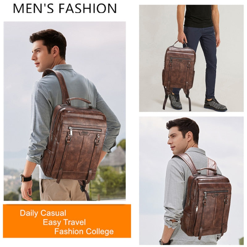 JEEP BULUO Trend Casual Laptop Bags Mochila de alta capacidad para computadora New Men's Bag Travel Split Leather Bags para hombre