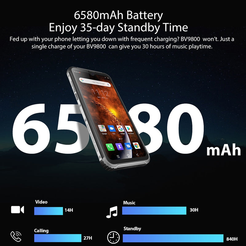 Blackview BV9800 Pro Global First Smartphone con imagen térmica Helio P70 Android 9,0 6GB + 128GB impermeable 6580mAh teléfono móvil