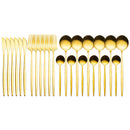 24-teiliges Gold-Geschirr-Set, Edelstahl-Geschirr-Set, Messer, Gabel, Löffel, Luxus-Besteck, Geschenkbox, Besteck, spülmaschinenfest