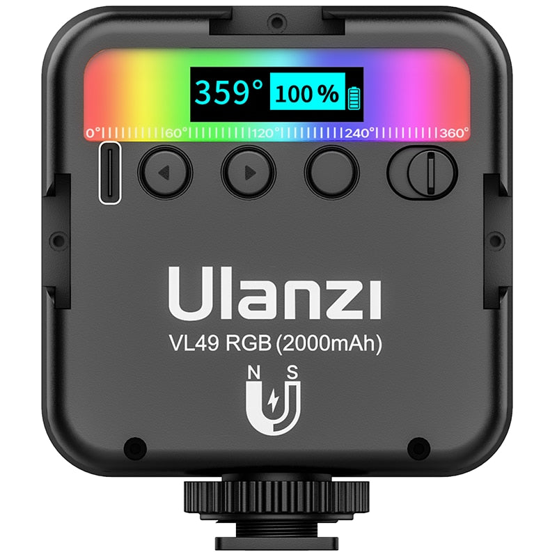 Ulanzi VL49 RGB Video Lights Mini LED Camera Light 2000mAh Recargable LED Panel Lámpara Foto Video Iluminación para Youtube Tik tok
