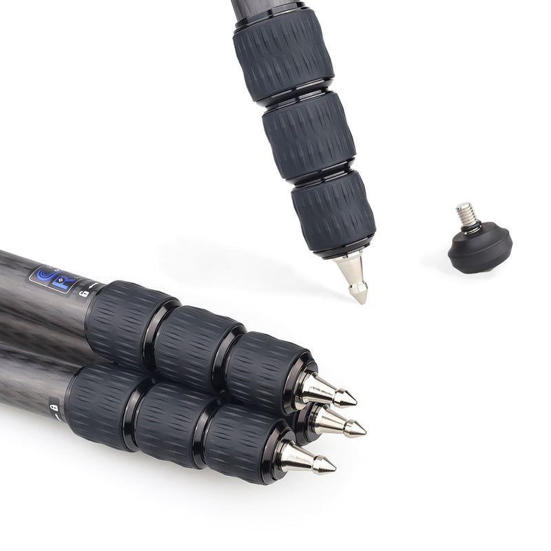 Trípode de fibra de carbono para cámara Trípode compacto ligero profesional para soporte de cámara de viaje con cabezal de bola central de baja gravedad