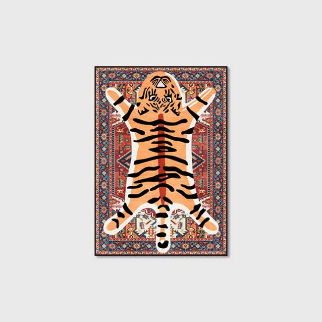 Cartoon Tiger Skin Rug Persian Living Room Floor Mat 120x160cm Bedroom Bedside Carpet Kitchen Non-slip Floor Mat Area Rug