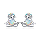WOSTU 925 Sterling Silver Opal Stud Earrings Cat Unicorn Heart Blue Opal Earrings For Women Original Silver 925 Jewelry