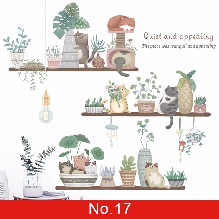 24 estilos Serie de plantas Pegatinas de pared para sala de estar Dormitorio Hojas verdes Calcomanías de pared extraíbles Vinilo DIY Murales ecológicos