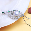 FENASY 925 Sterling Silber Luxus Phoenix Anhänger Halskette Smaragd Bohemian Party Natürliche Süßwasserperlen Halsketten Für Frauen