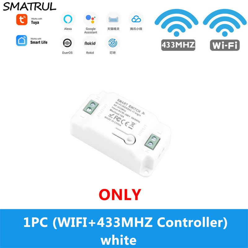 SMATRUL Tuya Smart Life Home APP WiFi + RF 433 MHz Schalter Licht Wand Relais Timer Modul Stimme Google Home Alexa 110 V 220 V 10 A Lampe