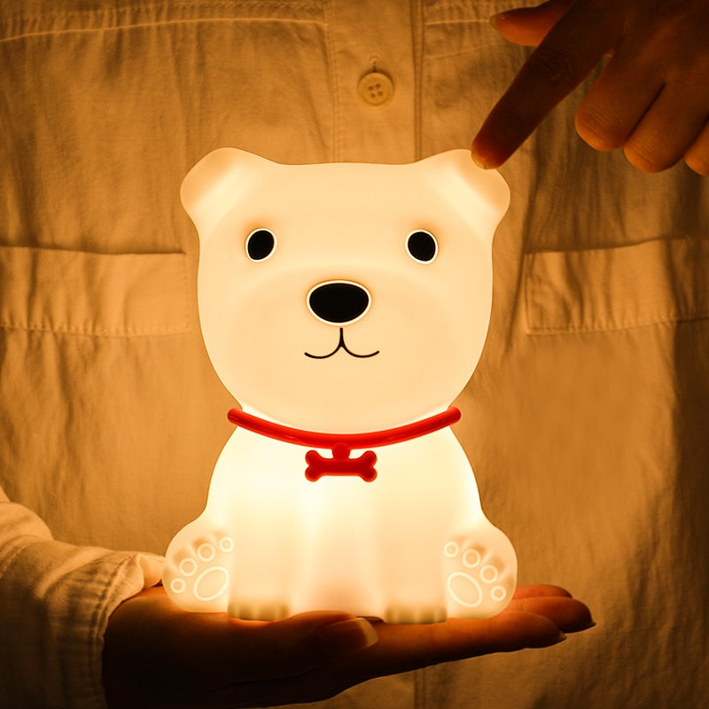 LED Night Light  Cute Dog Lamp Touch Sensor Remote Control Children Kids Baby Lamps Bedroom Table Room Veilleuse Bedside Decor