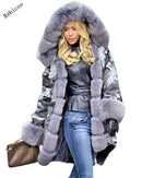 Langärmeliger Kunstmantel für Damen Winterjacke Parka mit Kapuze Fischschwanz-Mantel abrigos mujer invierno Wintermantel Damen