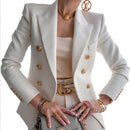 CM.YAYA Women Blazer Solid Full Sleeve Double Breasted Slim Casual Blazers Female Fashion High Streetwear Summer 2021