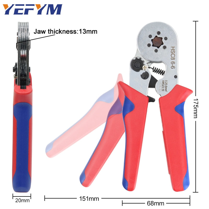 Ferrule Crimping Tool Tubular / Pin Terminal Professional Electrician Pliers Max(16mm ²/ 5AWG) Adjustable Ratchet Tools