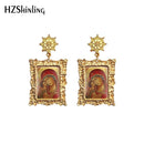 2020 Antik Ohrringe Mutter Gottes Jungfrau Maria Retro Gemälde Glas Cabochon Mandala Anhänger Schmuck für Frauen