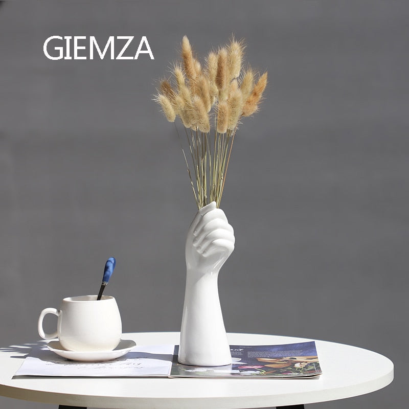 GIEMZA Hands Ceramic White Vase Decor Blender No Plant Flower 1pc Hydroponics Cemetery Stand Einzigartige Vasen Bürotisch