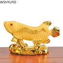 Chinesischer Stil Lucky Home Office Company Auto Talisman Money Drawing Fortune Arowana Golden Resin Fish Dekorative Statue