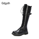 Gdgydh 2021 Autumn British Style Knee-high Boots For Women Plus Size 34-43 Female Boots Round Toe Low Heels Women Shoes Winter