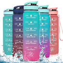 ZOMAKE 32 Unzen motivierende Wasserflasche mit Zeitmarkierung, auslaufsichere Sportwasserflasche BPA-frei, Fruchtwasserflasche Sport 1 Liter