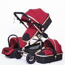 High Landscape Kinderwagen 3 in 1 mit Autositz Rosa Kinderwagen Luxus Reisekinderwagen Autositz und Kinderwagen Babytrage Kinderwagen