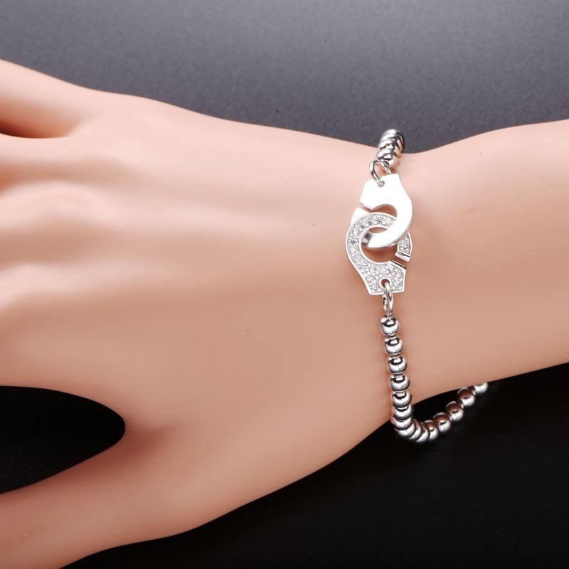 Moonmory France Popular 925 Sterling Silver Handcuff Bracelet For Women Many Silver Beads Chain Handcuff Bracelet Menottes