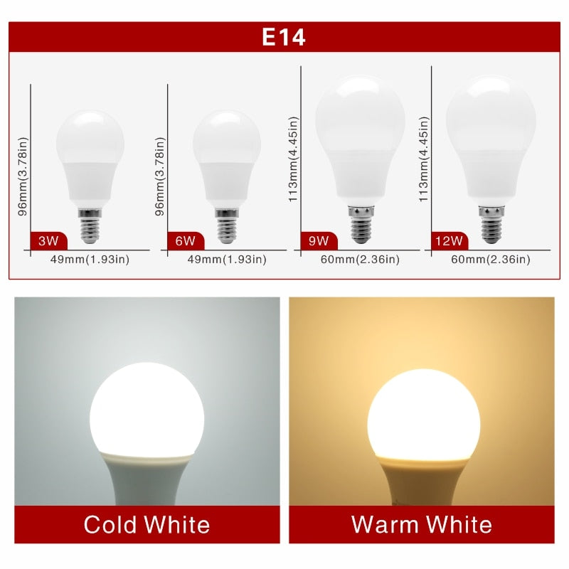 4pcs/lot LED Bulb E27 E14 20W 18W 15W 12W 9W 6W 3W Lampada LED Light AC 220V Bombilla Spotlight Lighting Cold/Warm White Lamp