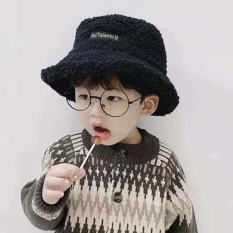 Winter Baby Girls Boys Bucket Hat Cute Children Outdoor Sun Cap Warm Beanies Kids Lamb Cotton Adjustable Hats Thick Warm Caps