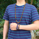 Natürlicher Grad A 8mm Tigerauge Stein und schwarze helle Onyxperlen Halskette108 Perle Mala Schmuck Buddha Gebetsarmband Damen Herren