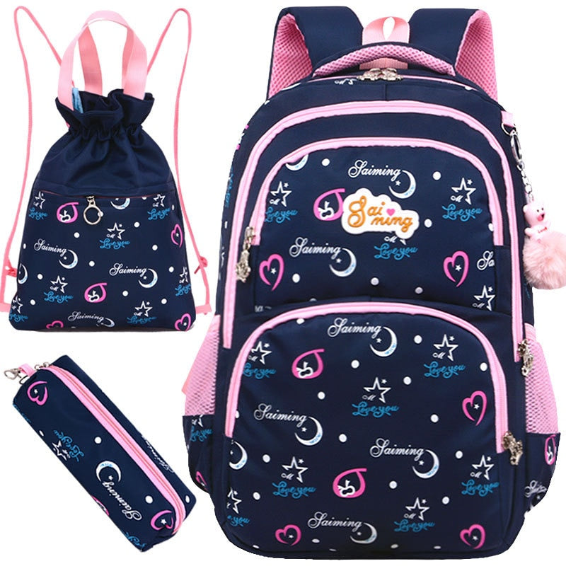 Kinder Schultaschen Mädchen Orthopädischer Rucksack Kinder Prinzessin Rucksäcke Set Schultaschen Grundschulrucksack Kinder Mochilas