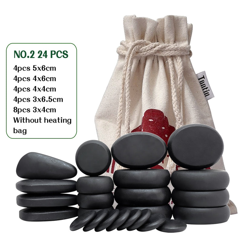 Tontin Hot stone Massage Body Basalt Stone set Beauty Salon SPA with Thick Canvas Heating bag healthcare back pain relieve