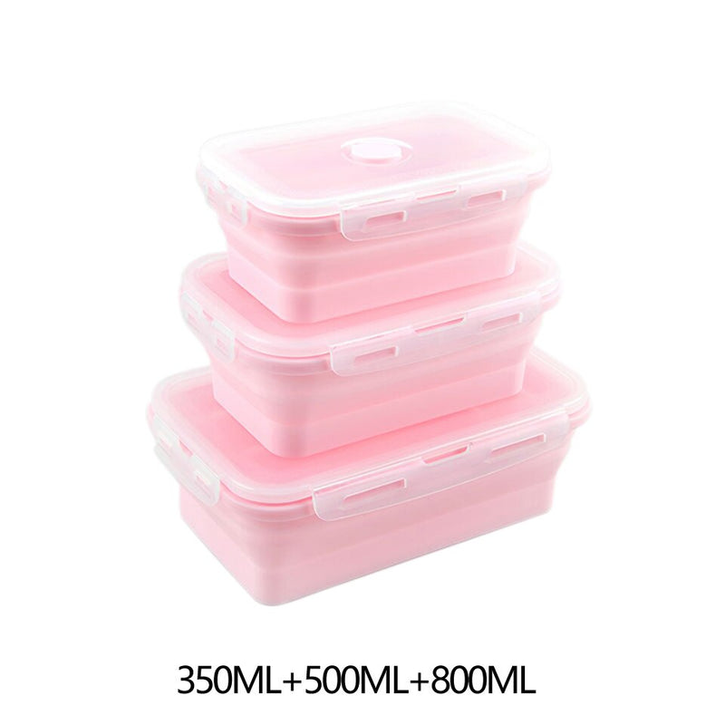 Food Storage Containers With Lids Silicone Collapsible BPA Free Lunch Fruit Salad Box Set reezer Microwavable