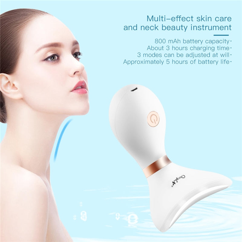 Face Massager Neck Lift Anti Wrinkles Heat High Frequency Vibration Facial Skin Tightening Lifting 3LED Light Reduce Double Chin