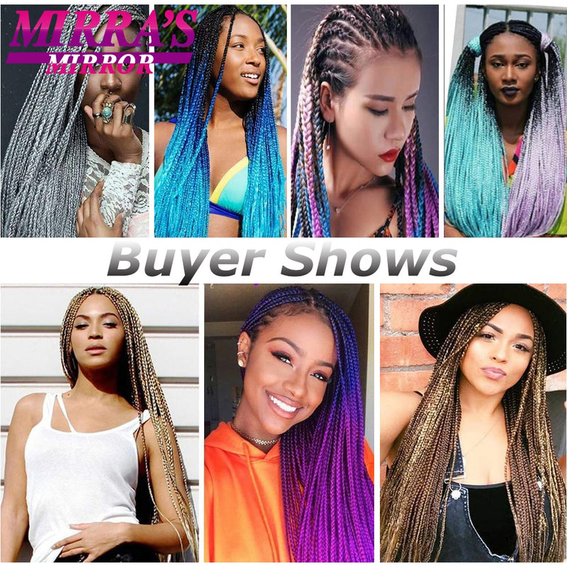 24inch Jumbo Braids Synthetic Hair For Box Braid Ombre Braiding Hair Extensions Three Tone Black Brown Blue Pink Mirra’s Mirror