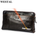 Cartera WESTAL para hombre, bolso de mano de cuero genuino, cartera para hombre, cartera de cuero para tarjetas de crédito, carteras para teléfono, monederos para pasaporte