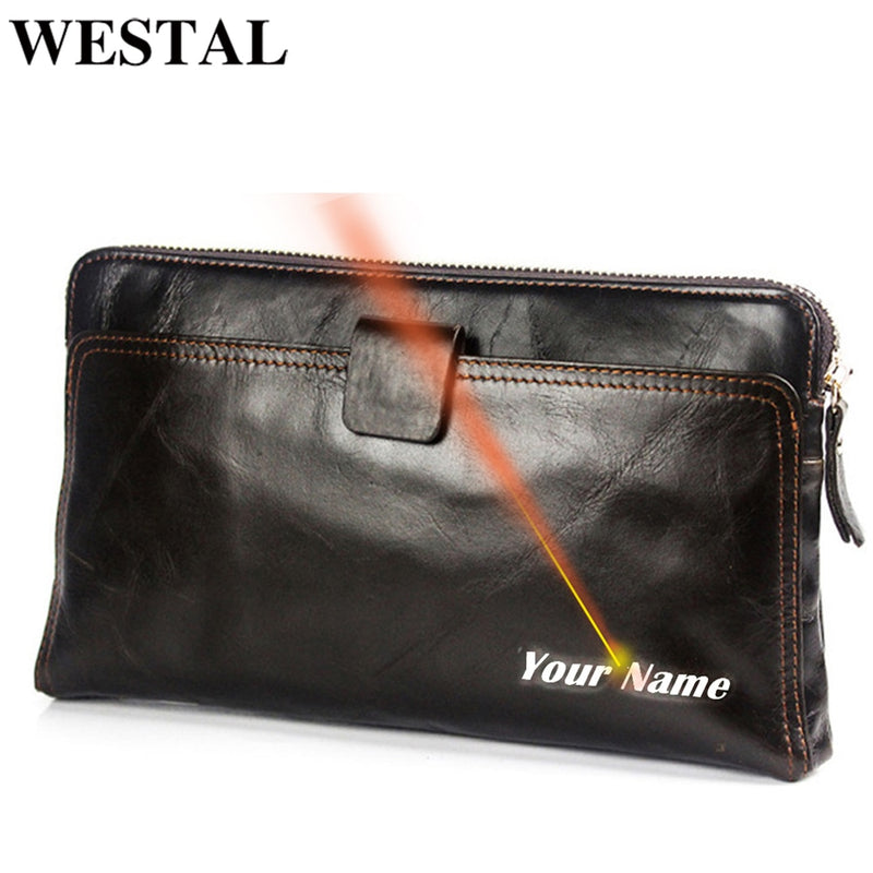 Westal Herren Geldbörse Echtleder Clutch Bag Herren Geldbörse Leder Geldbörse für Kreditkarte Handy Geldbörsen für Reisepass Geldbörsen