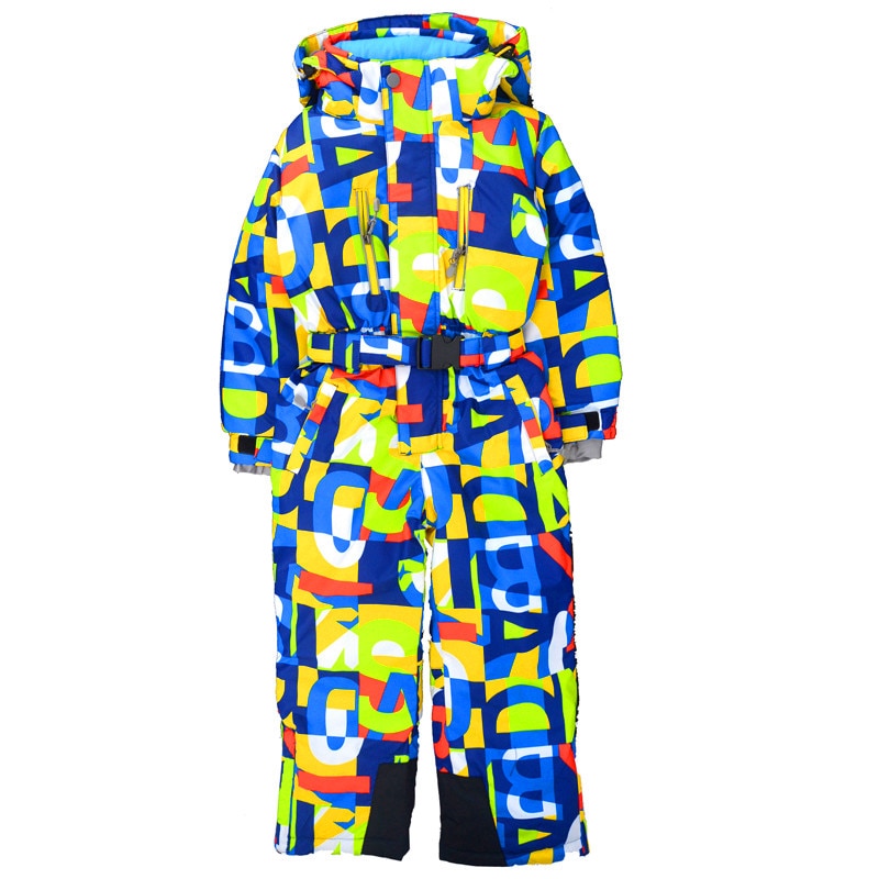 Children's winter outdoor bodysuit ski suit windproof snow and water plus velvet thickening snow town ski equipment bodysuit