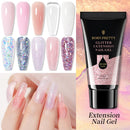 BORN PRETTY 30/20ml Glitter Acrylgel Fingerverlängerung Silber Rosa Verlängerungsgel Soak Off Nail Art Gel Lack