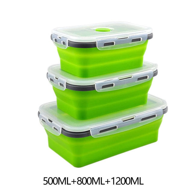 Food Storage Containers With Lids Silicone Collapsible BPA Free Lunch Fruit Salad Box Set reezer Microwavable