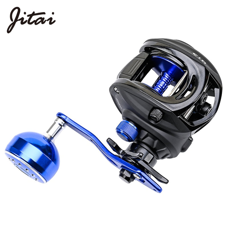 JITAI Baitcast Fishing Reel Larger Fishing Line Capacity 12BBs 7.0:1 Gear Ratio 92MM Extended Handle Knob 8KG Carbon Fiber Drag