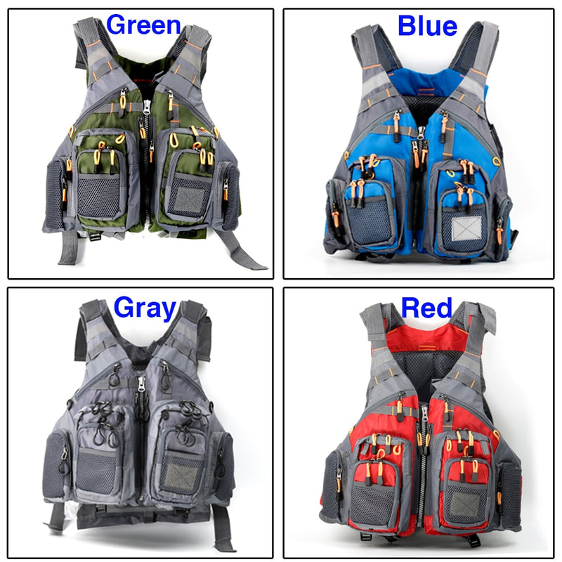 GHOTDA Outdoor Life Vest Fly Fishing Jacket Clothing Travel Vest With Foam Blue/Green/Gray/Red