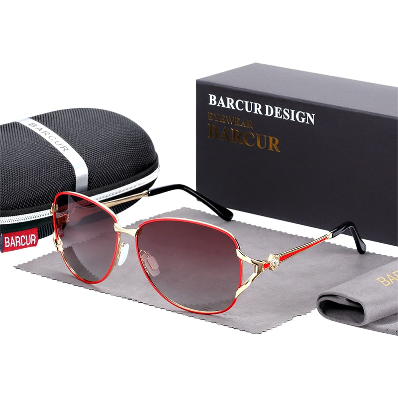 BARCUR, gafas de sol con degradado para mujer, gafas de sol polarizadas, gafas redondas de lujo, lunette de soleil homme