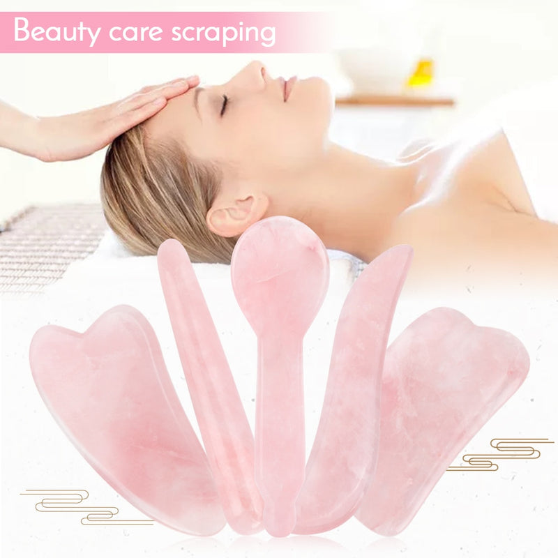 Natural Rose Quartz Jade Gua sha Stone Board Massage Gua Sha Scrapers Board Plate Jade Face Massage Tool For Face Neck Back Body