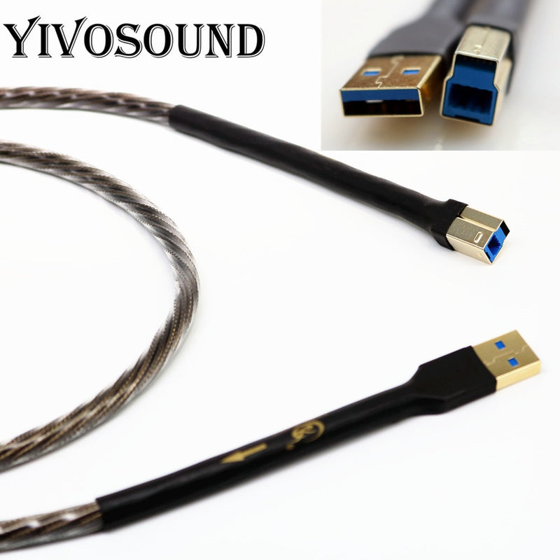 yivosound High Quality  HIFI USB type 2.0 3.0 Cables Silver-Plated OCC Copper A-B  for DAC audio cable